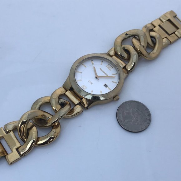 Technos women watch date calendar gold tone chain - Picture 5 of 8